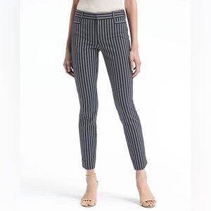 Banana Republic Navy and White Striped Crop Ankle Pants